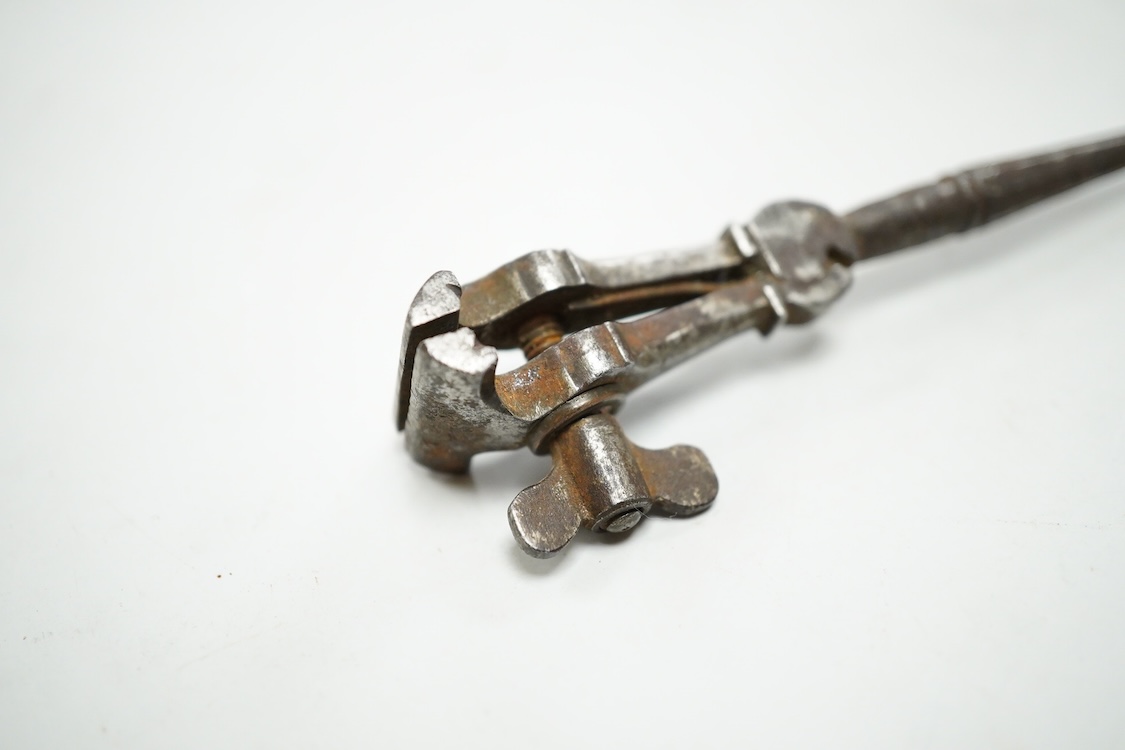 An antique watchmaker’s or jeweller’s vice, 11.5cm in length